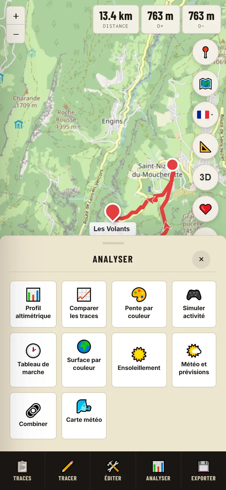 Le volet Analyser sur téléphone